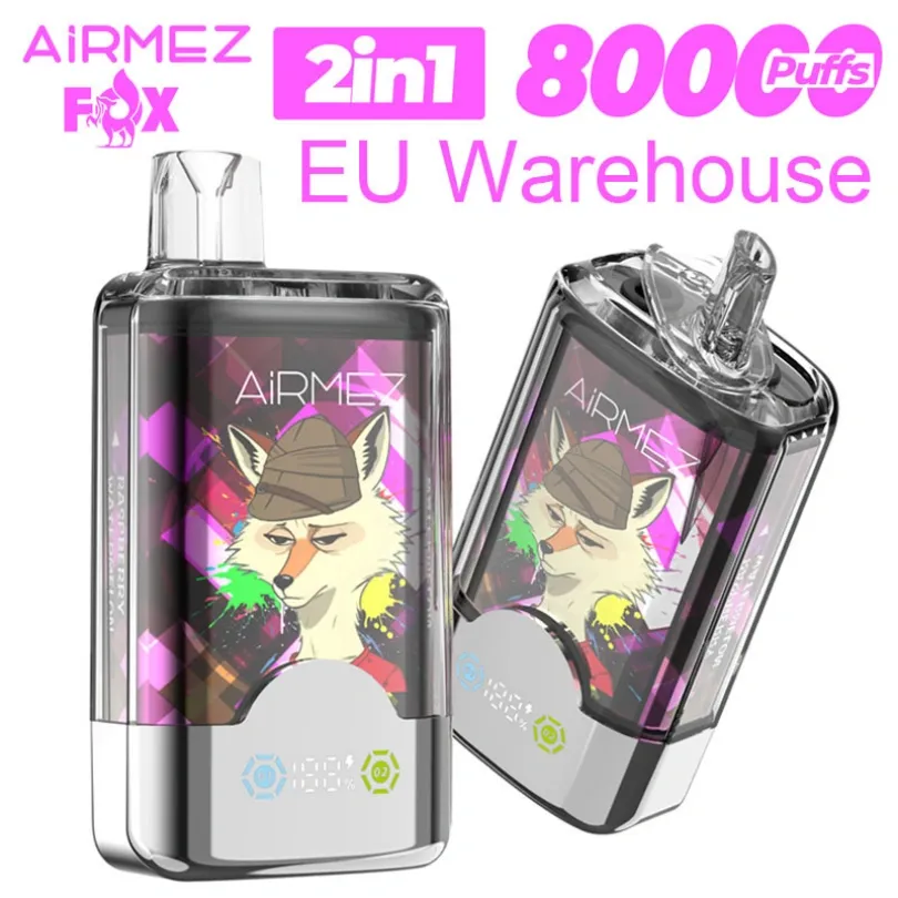 Airmez 80000 Puffs 80K Fox 2 hauv 1 Dual -Flavor Disposable Vape